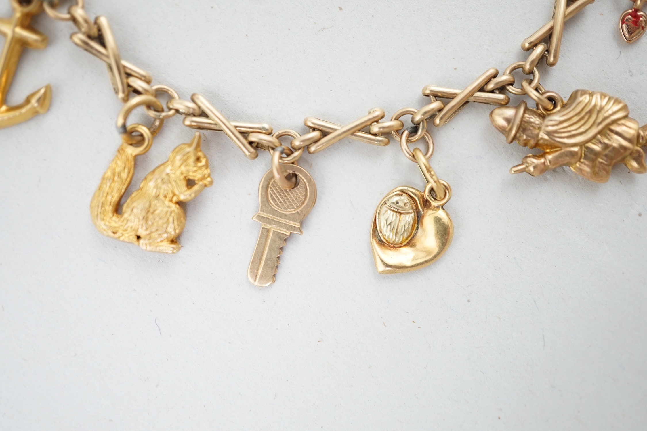 A 9ct gold charm bracelet